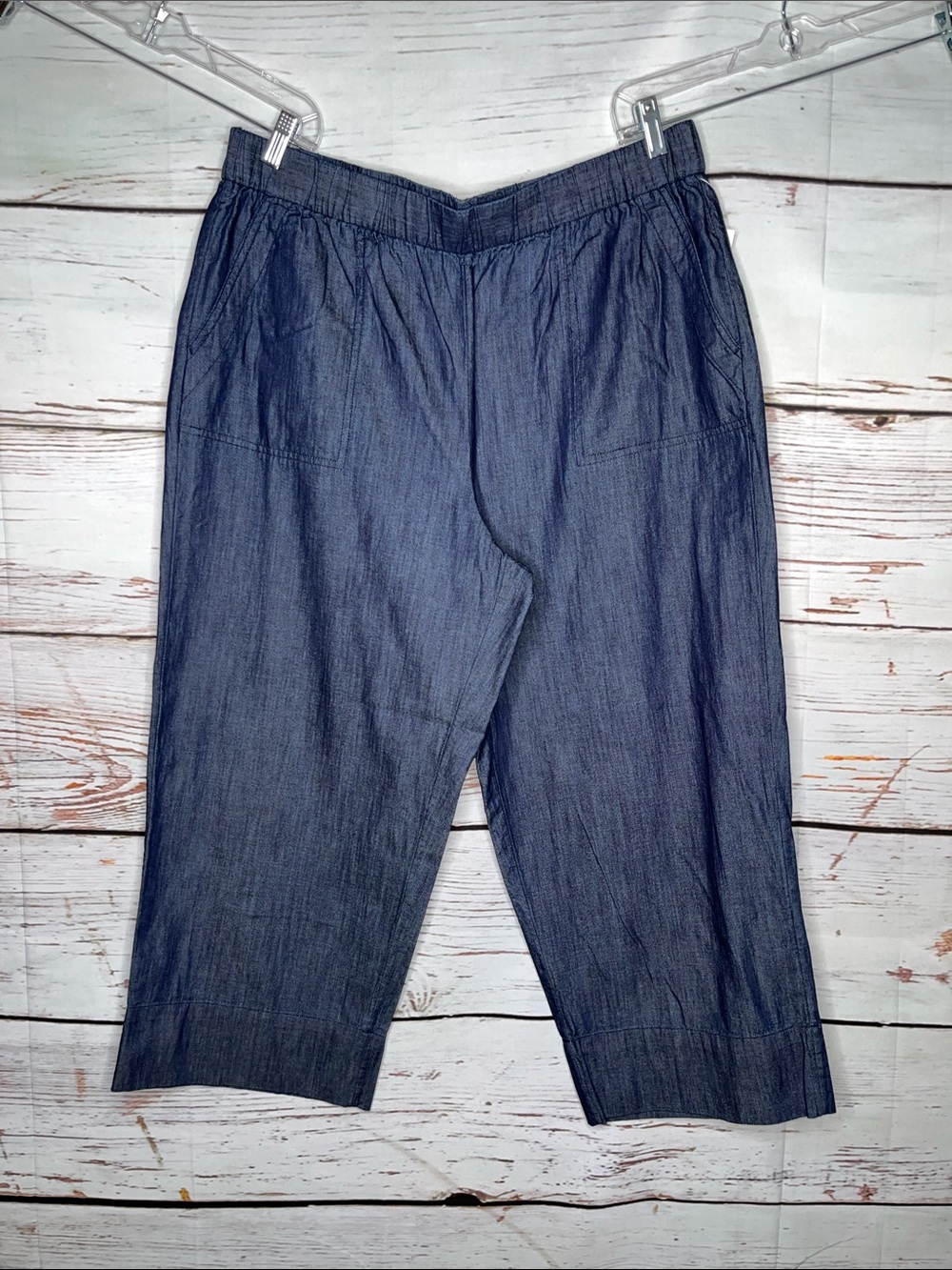 Talbots NWT Size XL Dark Blue Chambray Pull On Pants